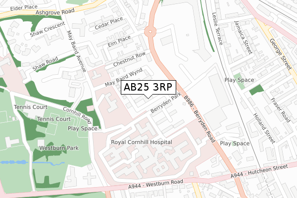 AB25 3RP map - large scale - OS Open Zoomstack (Ordnance Survey)