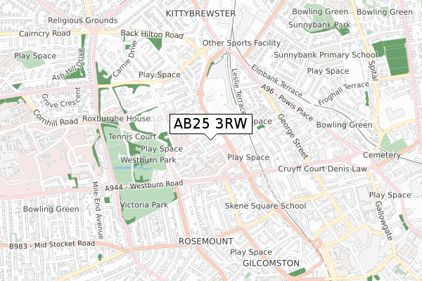 AB25 3RW map - small scale - OS Open Zoomstack (Ordnance Survey)