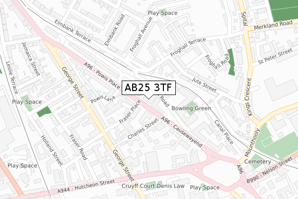 AB25 3TF map - large scale - OS Open Zoomstack (Ordnance Survey)