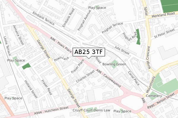 AB25 3TF map - large scale - OS Open Zoomstack (Ordnance Survey) AB25 3TF map - large scale - OS Open Zoomstack (Ordnance Survey)