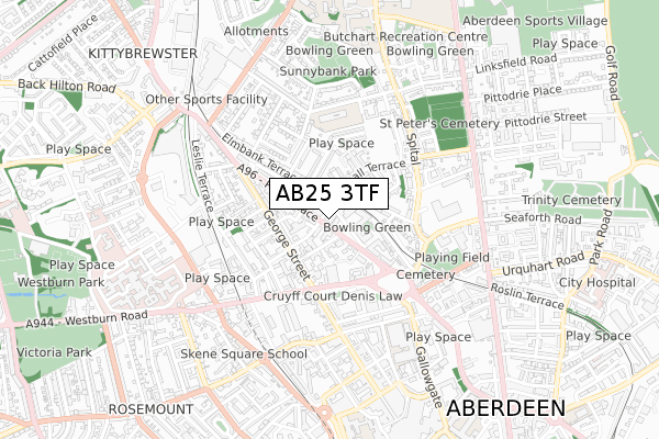 AB25 3TF map - small scale - OS Open Zoomstack (Ordnance Survey)