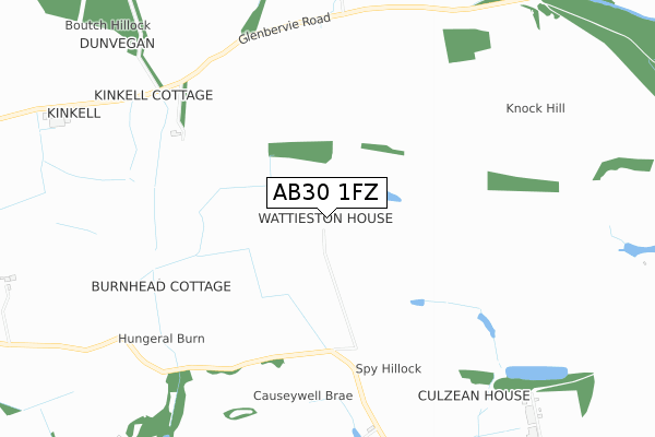 AB30 1FZ map - small scale - OS Open Zoomstack (Ordnance Survey)