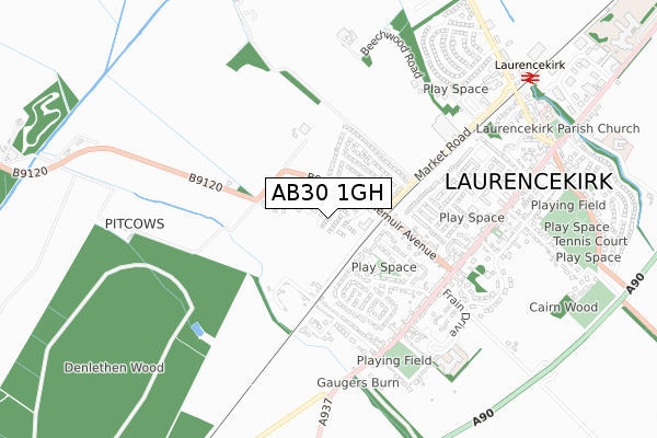 AB30 1GH map - small scale - OS Open Zoomstack (Ordnance Survey) AB30 1GH map - small scale - OS Open Zoomstack (Ordnance Survey)