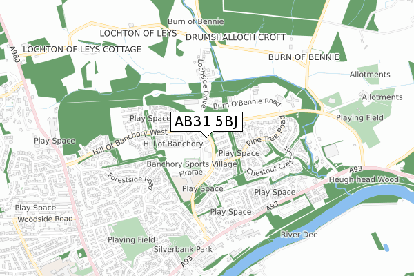 AB31 5BJ map - small scale - OS Open Zoomstack (Ordnance Survey)