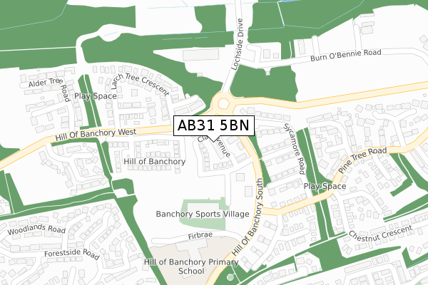 AB31 5BN map - large scale - OS Open Zoomstack (Ordnance Survey)