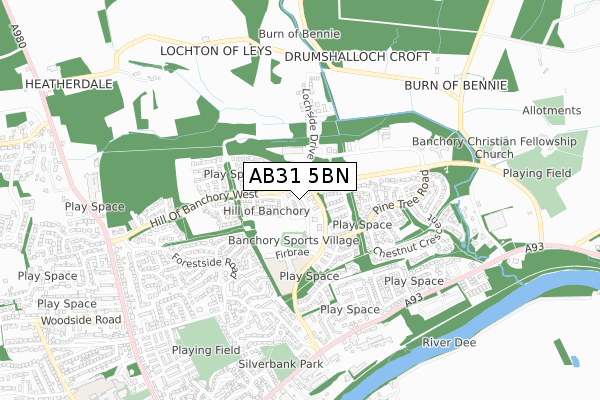 AB31 5BN map - small scale - OS Open Zoomstack (Ordnance Survey)