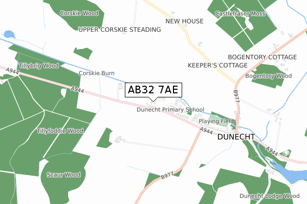 AB32 7AE map - small scale - OS Open Zoomstack (Ordnance Survey)