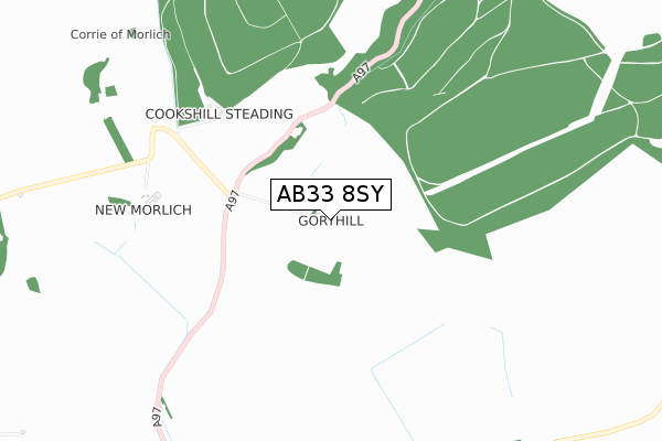 AB33 8SY map - small scale - OS Open Zoomstack (Ordnance Survey)