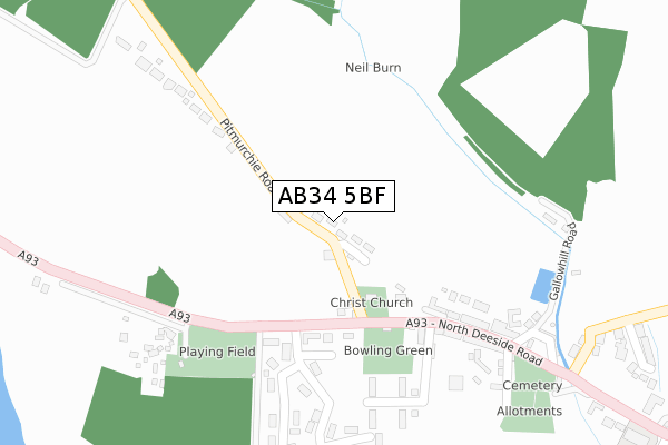 AB34 5BF map - large scale - OS Open Zoomstack (Ordnance Survey)