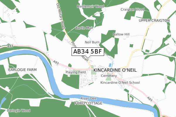 AB34 5BF map - small scale - OS Open Zoomstack (Ordnance Survey)