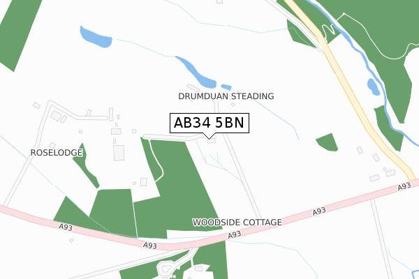 AB34 5BN map - large scale - OS Open Zoomstack (Ordnance Survey) AB34 5BN map - large scale - OS Open Zoomstack (Ordnance Survey)