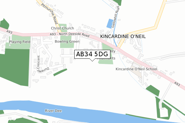 AB34 5DG map - large scale - OS Open Zoomstack (Ordnance Survey)