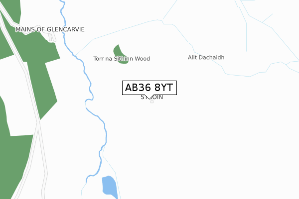 AB36 8YT map - large scale - OS Open Zoomstack (Ordnance Survey)