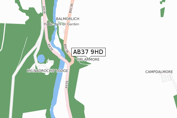 AB37 9HD map - large scale - OS Open Zoomstack (Ordnance Survey)