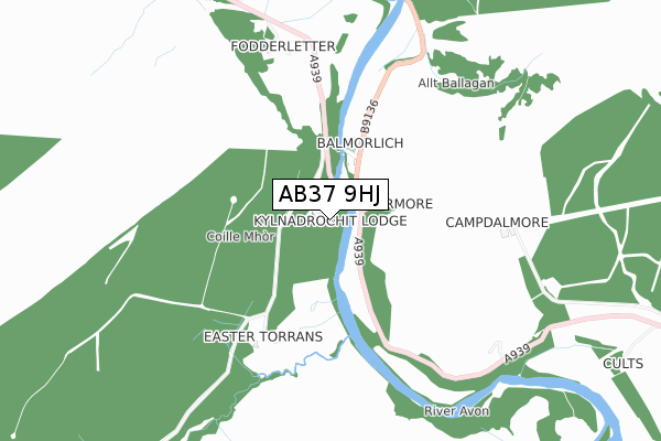 AB37 9HJ map - small scale - OS Open Zoomstack (Ordnance Survey)