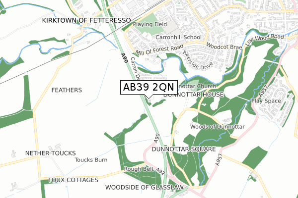 AB39 2QN map - small scale - OS Open Zoomstack (Ordnance Survey)