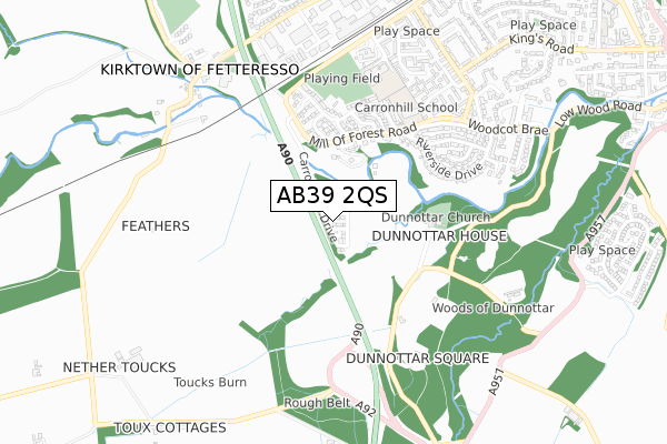AB39 2QS map - small scale - OS Open Zoomstack (Ordnance Survey)