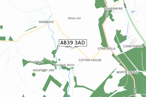 AB39 3AD map - small scale - OS Open Zoomstack (Ordnance Survey)