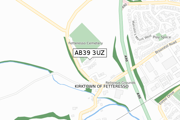 AB39 3UZ map - large scale - OS Open Zoomstack (Ordnance Survey)
