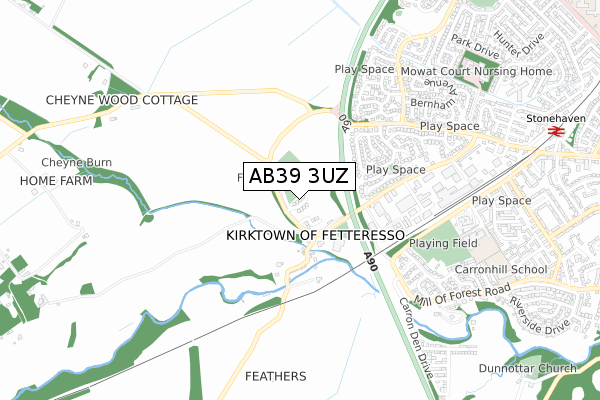 AB39 3UZ map - small scale - OS Open Zoomstack (Ordnance Survey)