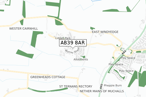 AB39 8AR map - small scale - OS Open Zoomstack (Ordnance Survey)