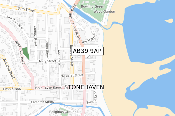 AB39 9AP map - large scale - OS Open Zoomstack (Ordnance Survey)