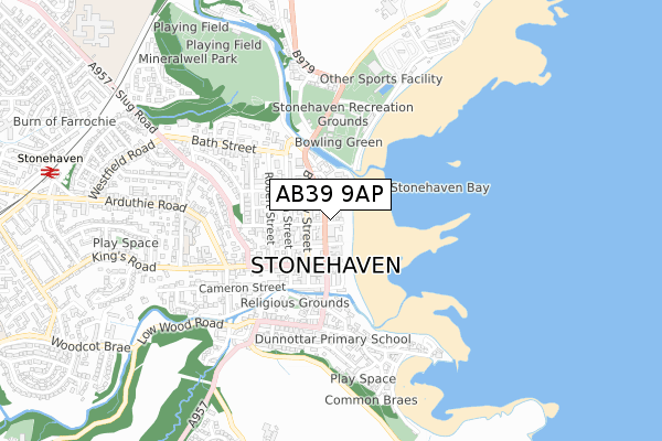 AB39 9AP map - small scale - OS Open Zoomstack (Ordnance Survey)