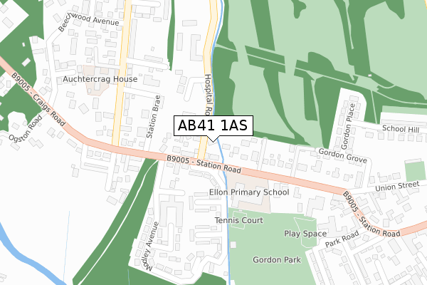 AB41 1AS map - large scale - OS Open Zoomstack (Ordnance Survey)