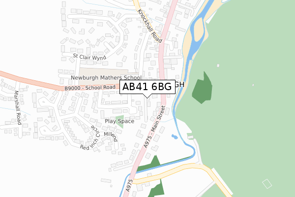 AB41 6BG map - large scale - OS Open Zoomstack (Ordnance Survey)