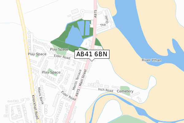 AB41 6BN map - large scale - OS Open Zoomstack (Ordnance Survey)