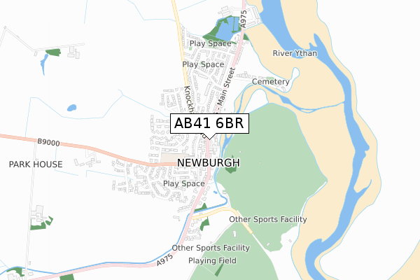 AB41 6BR map - small scale - OS Open Zoomstack (Ordnance Survey)
