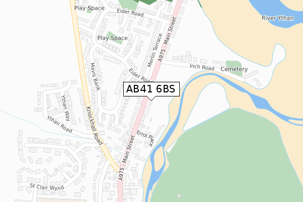 AB41 6BS map - large scale - OS Open Zoomstack (Ordnance Survey)