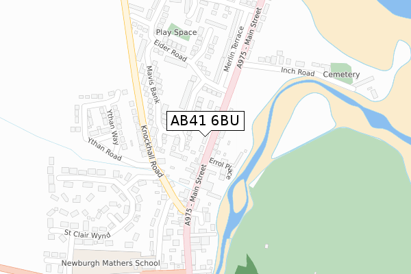 AB41 6BU map - large scale - OS Open Zoomstack (Ordnance Survey)
