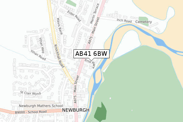 AB41 6BW map - large scale - OS Open Zoomstack (Ordnance Survey)