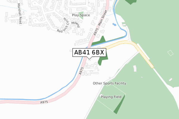 AB41 6BX map - large scale - OS Open Zoomstack (Ordnance Survey)