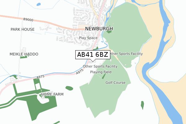 AB41 6BZ map - small scale - OS Open Zoomstack (Ordnance Survey)