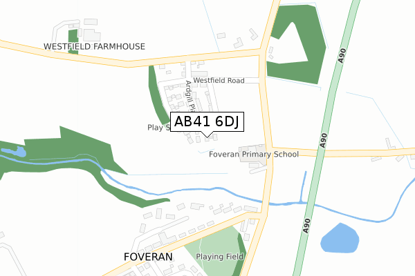 AB41 6DJ map - large scale - OS Open Zoomstack (Ordnance Survey)
