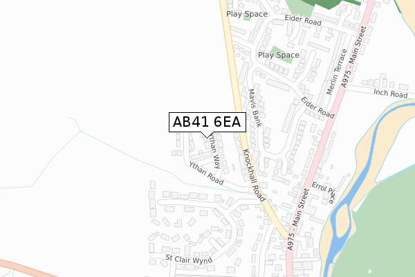 AB41 6EA map - large scale - OS Open Zoomstack (Ordnance Survey)