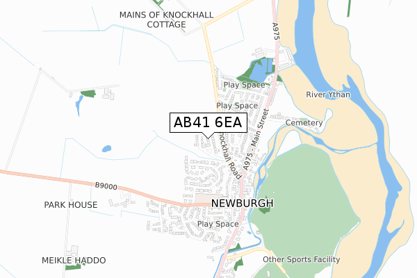 AB41 6EA map - small scale - OS Open Zoomstack (Ordnance Survey)