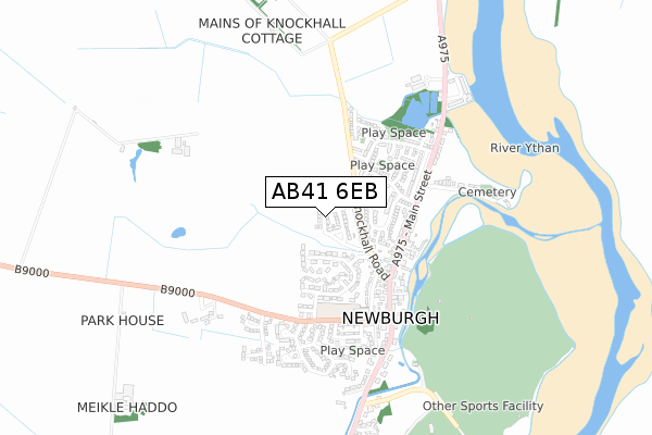 AB41 6EB map - small scale - OS Open Zoomstack (Ordnance Survey)