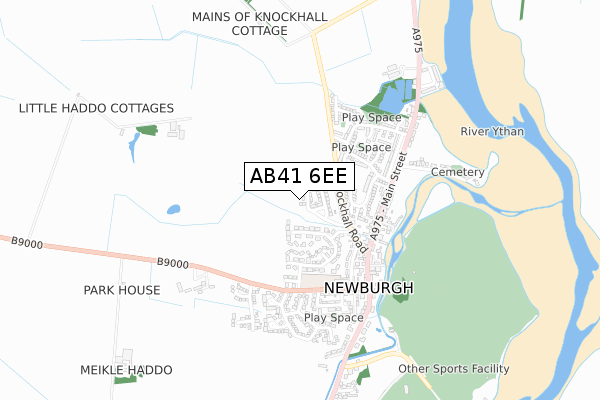 AB41 6EE map - small scale - OS Open Zoomstack (Ordnance Survey)