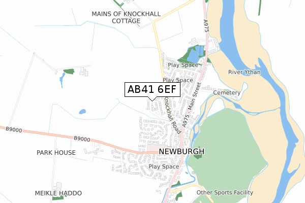 AB41 6EF map - small scale - OS Open Zoomstack (Ordnance Survey)