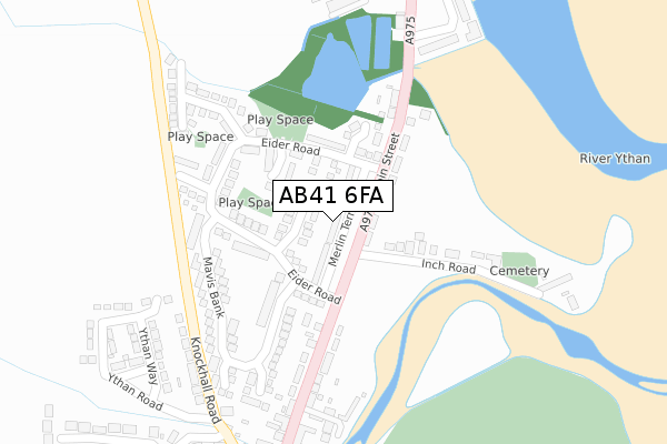 AB41 6FA map - large scale - OS Open Zoomstack (Ordnance Survey)