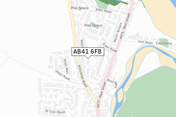 AB41 6FB map - large scale - OS Open Zoomstack (Ordnance Survey)