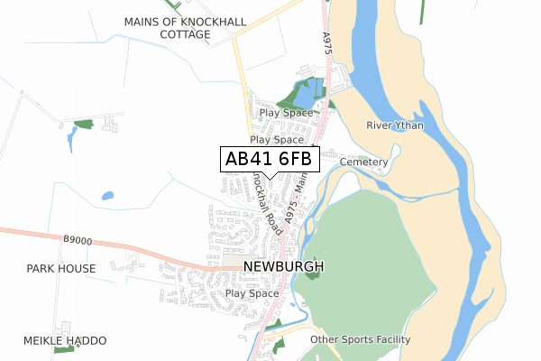 AB41 6FB map - small scale - OS Open Zoomstack (Ordnance Survey)