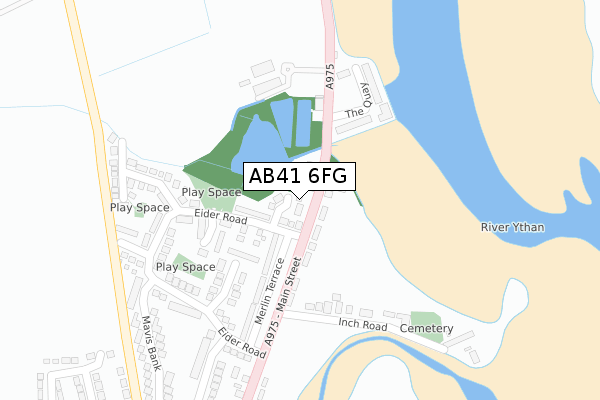AB41 6FG map - large scale - OS Open Zoomstack (Ordnance Survey)