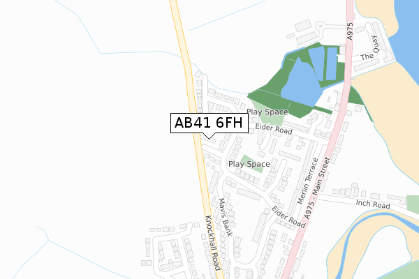 AB41 6FH map - large scale - OS Open Zoomstack (Ordnance Survey)