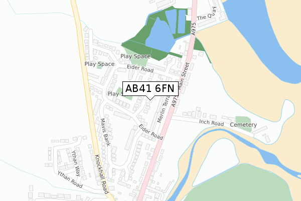 AB41 6FN map - large scale - OS Open Zoomstack (Ordnance Survey)