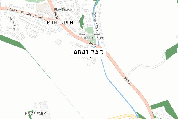 AB41 7AD map - large scale - OS Open Zoomstack (Ordnance Survey)