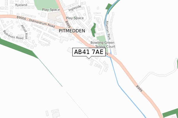 AB41 7AE map - large scale - OS Open Zoomstack (Ordnance Survey)